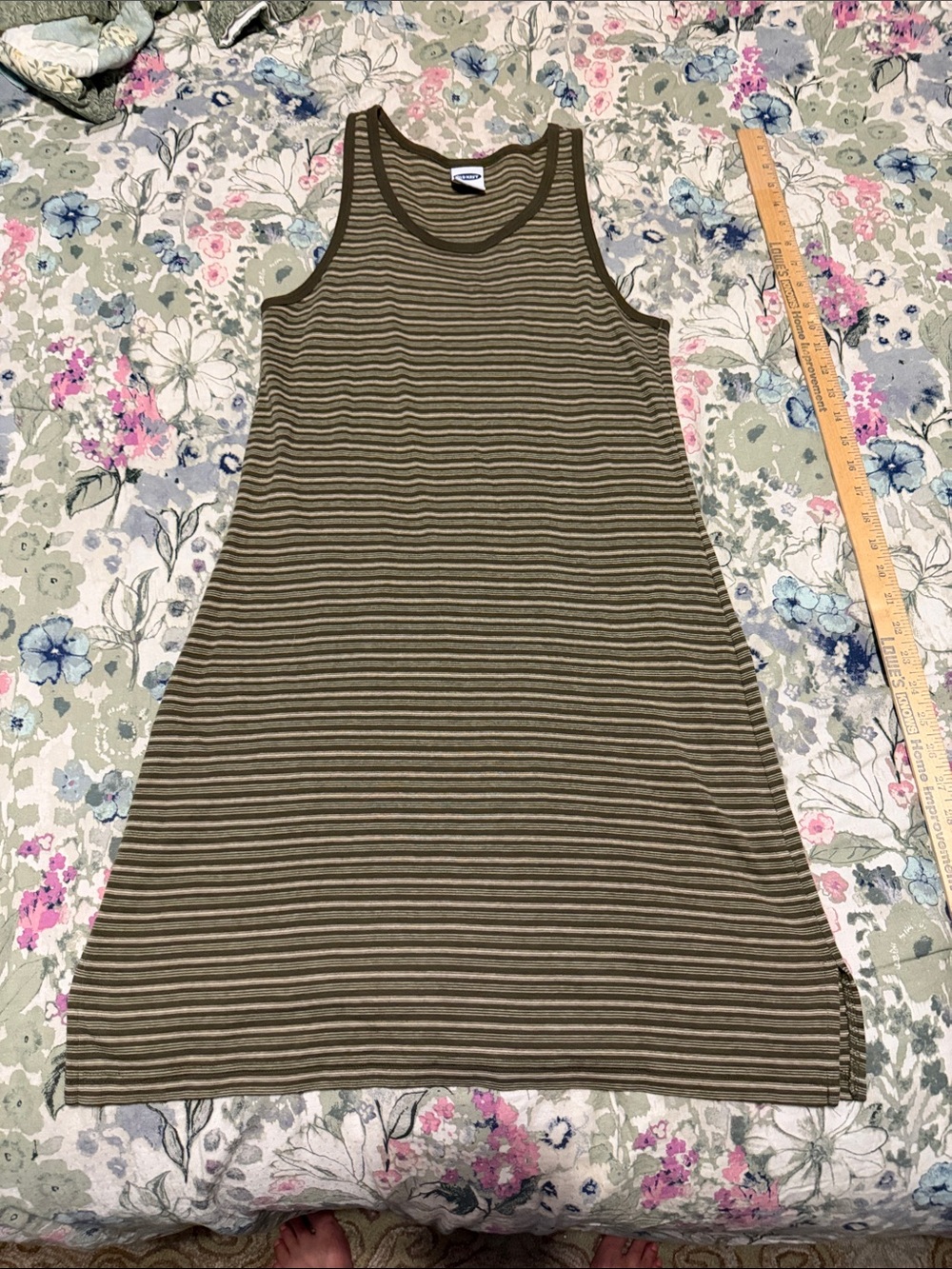 Old Navy Striped Sleeveless Dress in Olive Green